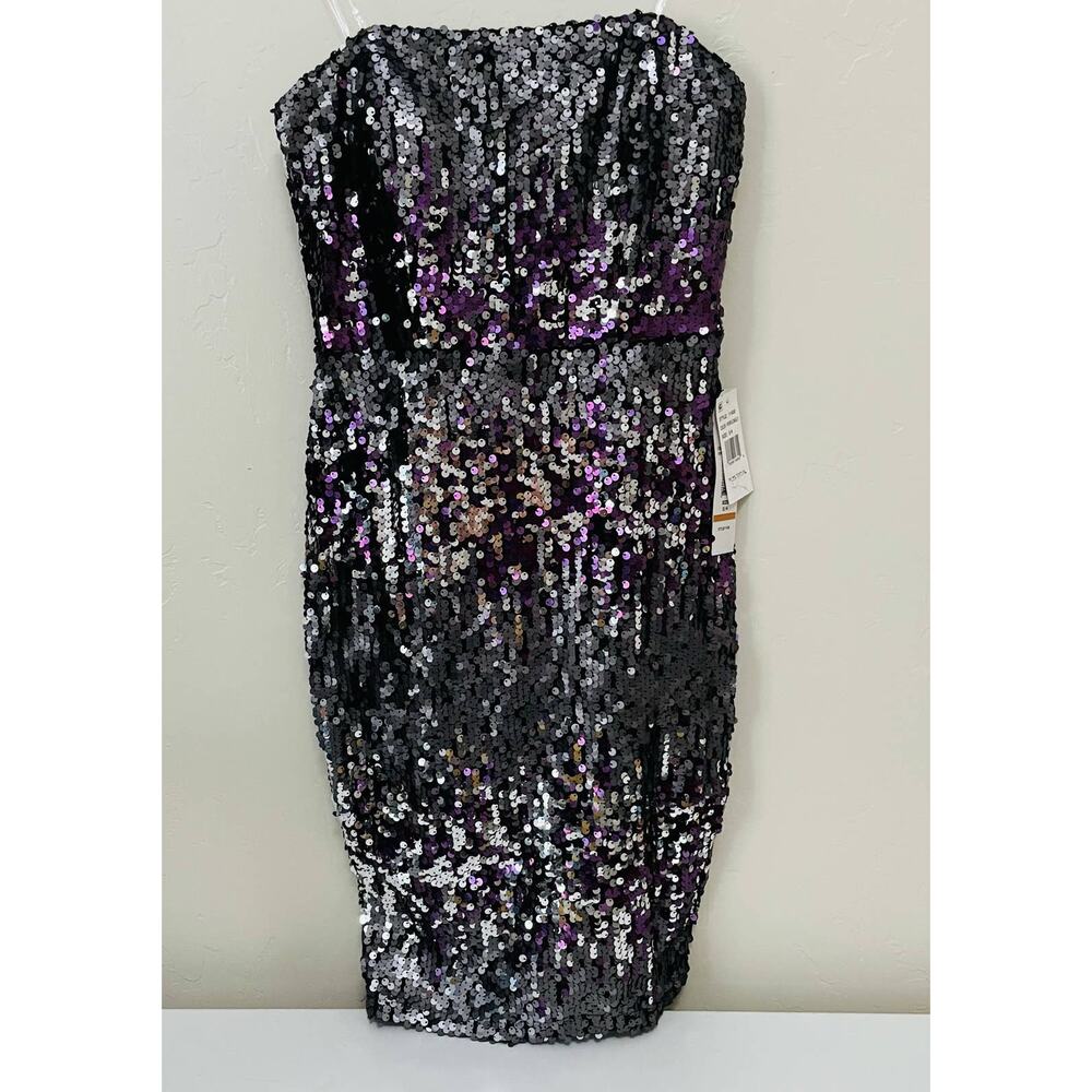 NWT Formal Purple Multi Full Sequin Strapless Party Dress - Picture 3 of 14